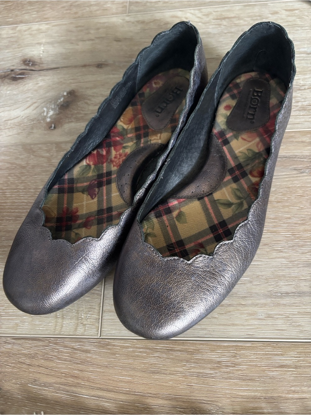 Born Metallic Bronze Scalloped Ballet Flats